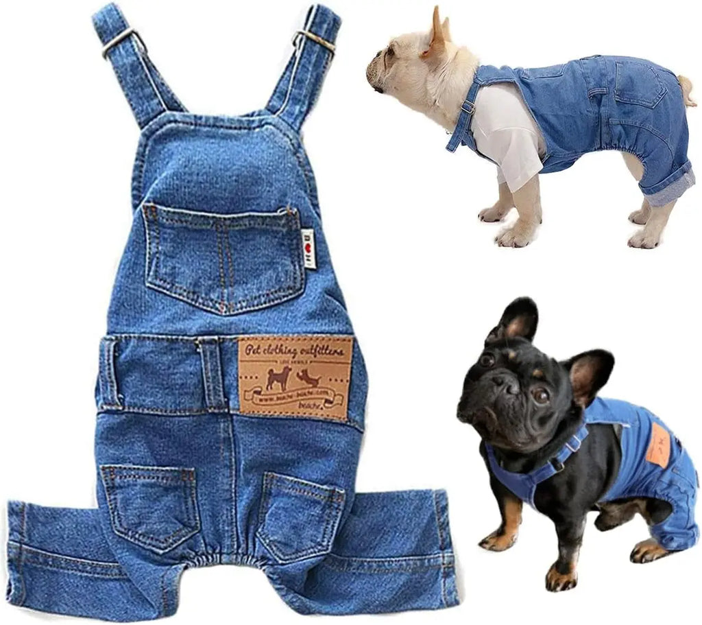 Dog Denim Overalls Jumpsuit Adjustable Pet Jeans for Small Dogs Cats Wags & Whiskers Pet Supply