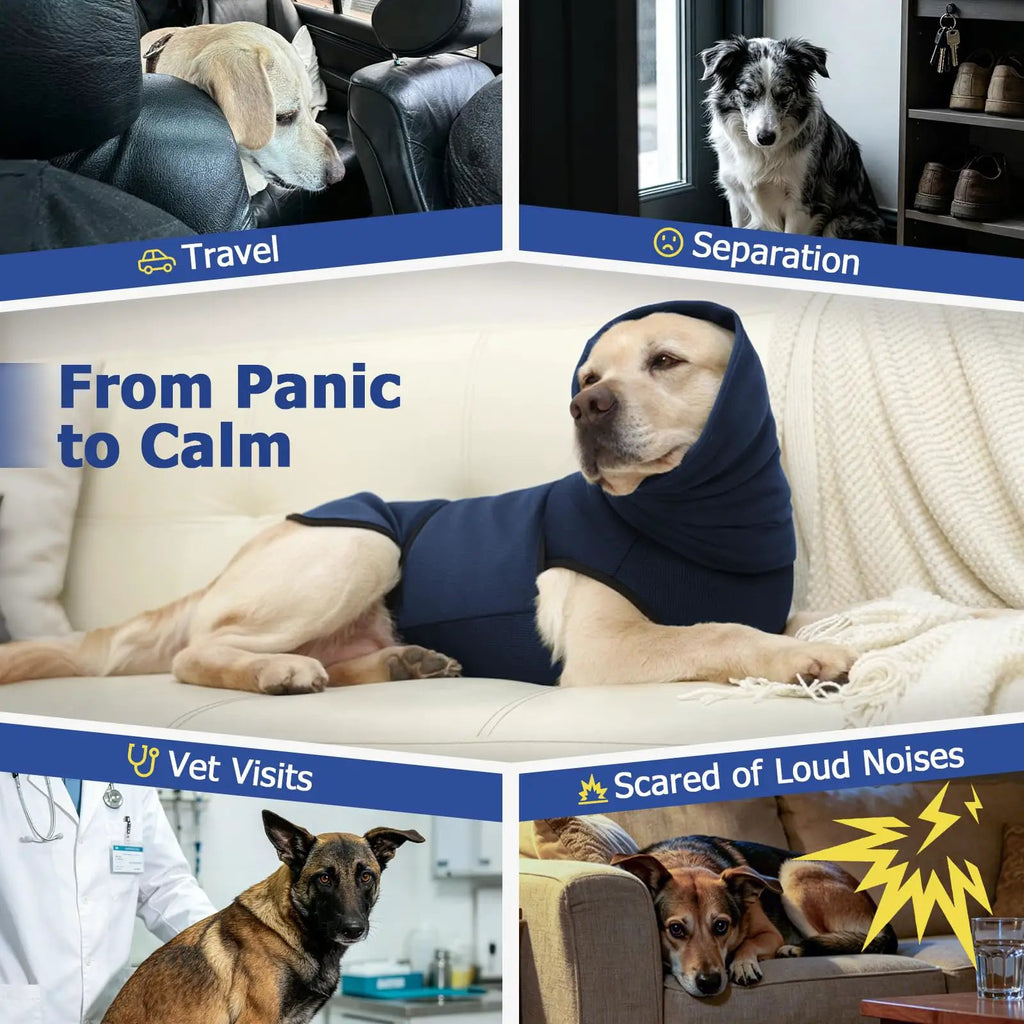 2-in-1 Dog Anxiety Vest With Hood, Soft Dog Calming Shirt With Stretchy Ear Head Cover For Stress Relief, Breathable Shirt Jacket For Thunderstorms, Separation & Vet Visits by Pet Zen