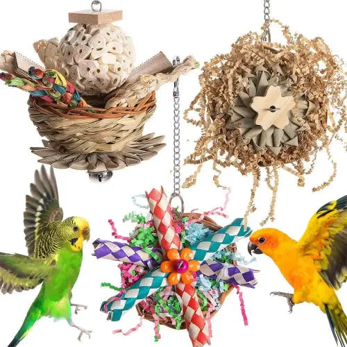 Bird Paper And Wood Chew Toy Nest Cage - FurrBaby Necessities