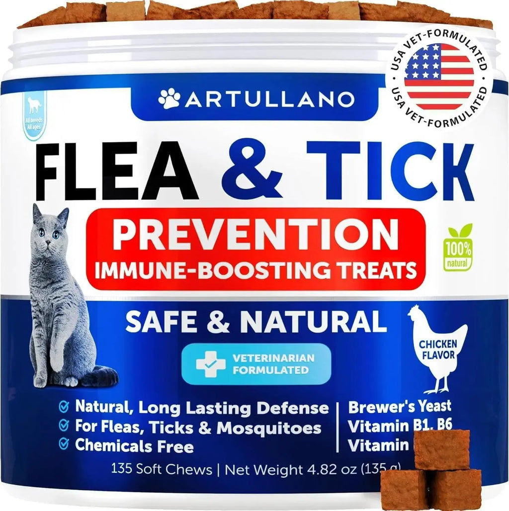 Flea & Tick Chews for Cats & Kittens 135 Count Daily Oral Skin & Coat by Zamzamas