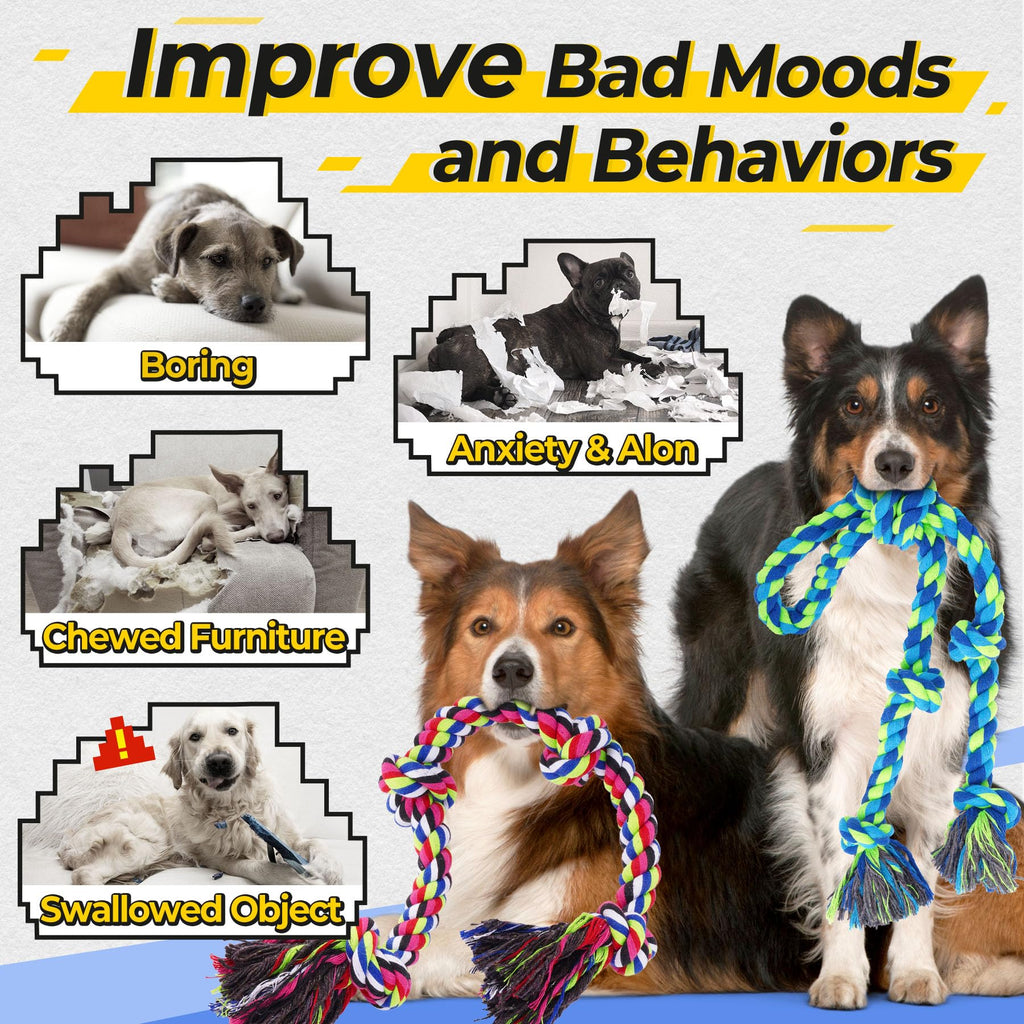 Tough Dog Rope Toys for Aggressive Chewers, Tough Tug of War Dog Toys for Large, Medium & Small Dogs Pet Zen