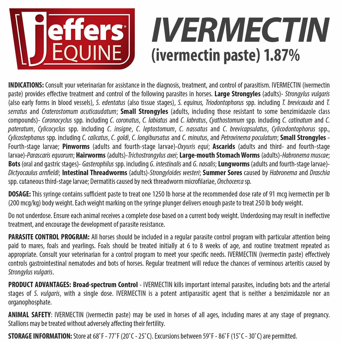 Jeffers Ivermectin Horse Dewormer Gel, Apple Flavored - FurrBaby Necessities