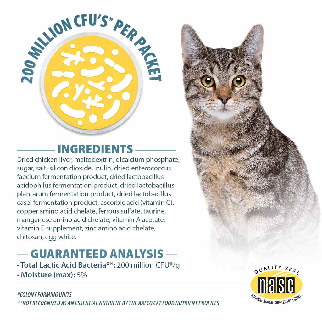 Pet’s Choice Gut Instincts Probiotic Supplement for Cats, Digestive & Immune Support, 30 Powder Packets, Made in USA