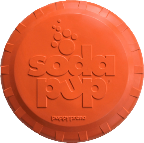 Bottle Top Flyer Rubber Frisbee for Dogs | Orange | Vet Approved | USA Made SodaPup/True Dogs, LLC