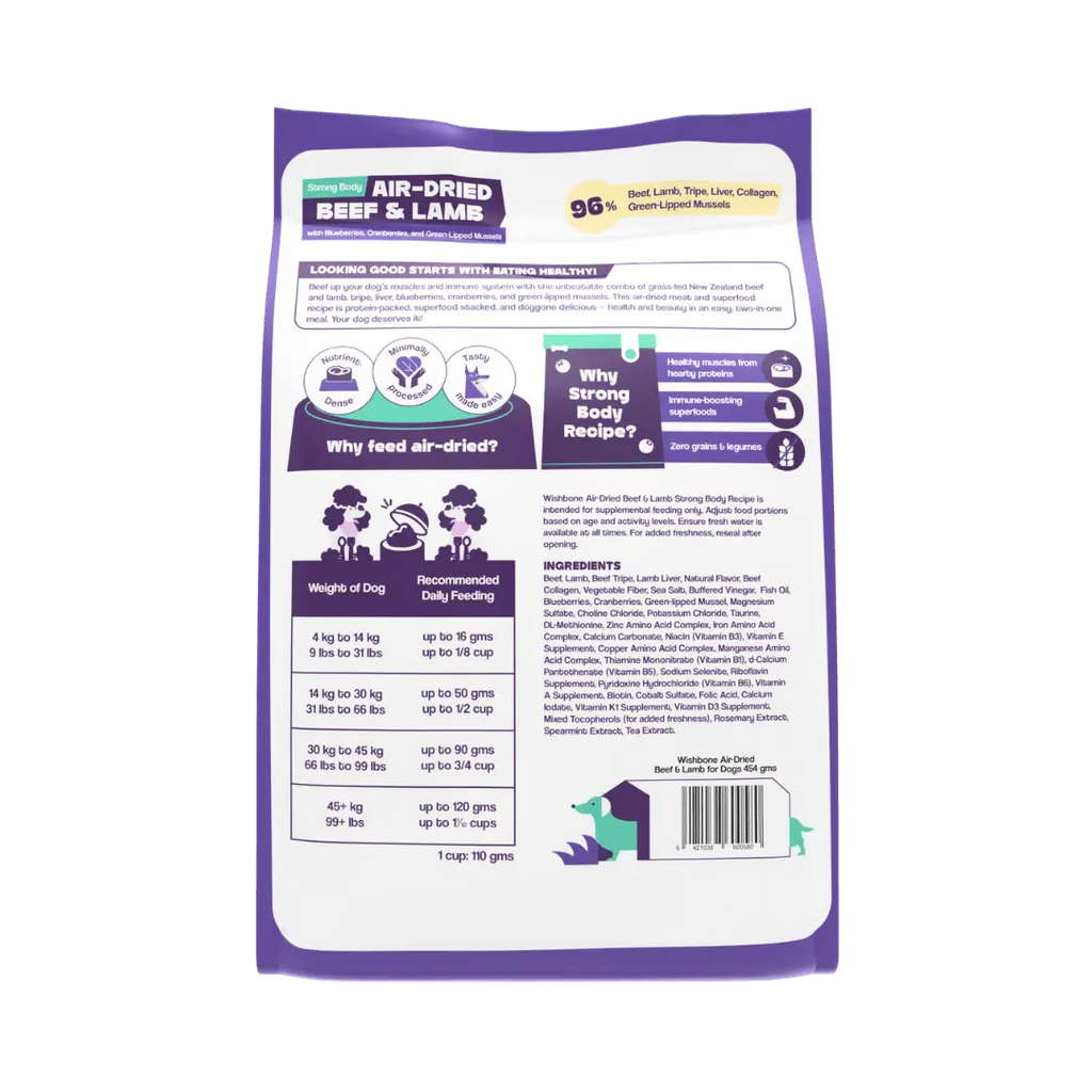 Wishbone Air-Dried Beef & Lamb Recipe Dog Food - 454g - FurrBaby Necessities