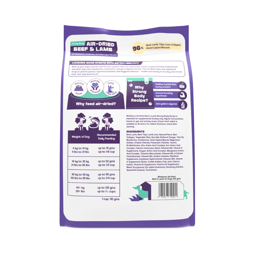 Wishbone Air-Dried Beef & Lamb Recipe Dog Food - 454g - FurrBaby Necessities